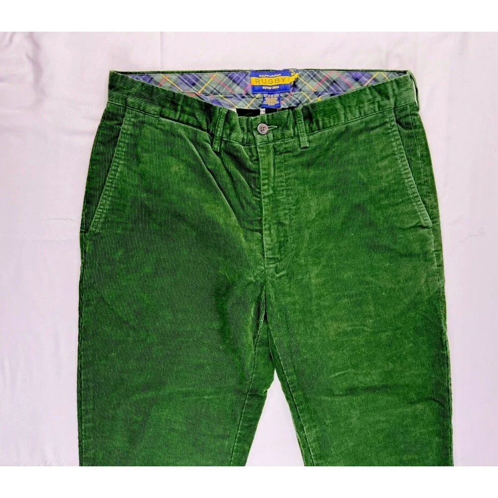 Polo Ralph Lauren Rugby Corduroy Pants Size 32 Mens Preppy Green Chino